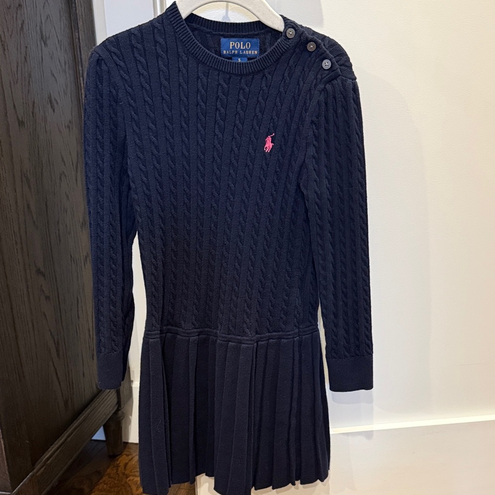 Polo by Ralph Lauren Kids Dark Blue Cable Knit Dress